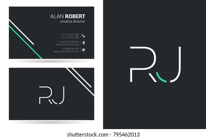 R & J joint logo stroke letter design with business card template