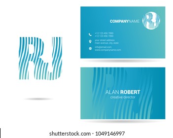 R & J joint logo waves letter design with business card template
