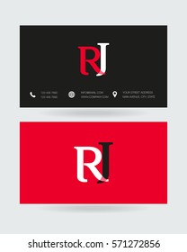 R & J Letter logo design vector element with Business card