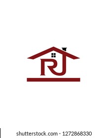 R & J Letter With Roof Real Estate Logo Icon 001