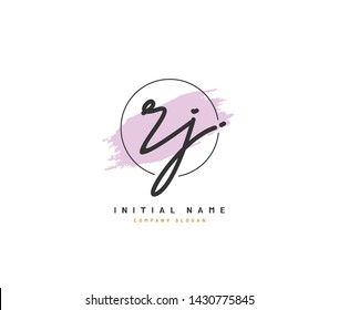 R J RJ Beauty vector initial logo, handwriting logo of initial signature, wedding, fashion, jewerly, boutique, floral and botanical with creative template for any company or business.