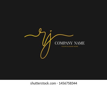 R J RJ Initial handwriting logo design with circle. Beautiful design handwritten logo for fashion, team, wedding, luxury logo.