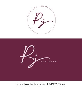 R J RJ Letras iniciales y logotipo de firma.	
