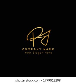 R J RJ Letras iniciales y logotipo de firma.	
