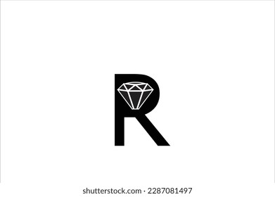 r jewel logo font concept stone and business icon