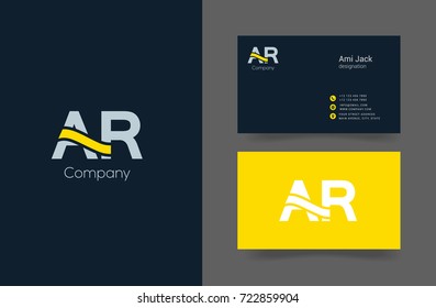 A R joint logo design vector with business card template