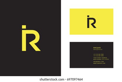 I R joint logo letter design with business card template