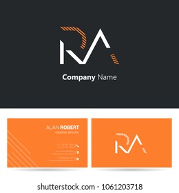 R & A joint logo stroke letter design with business card template