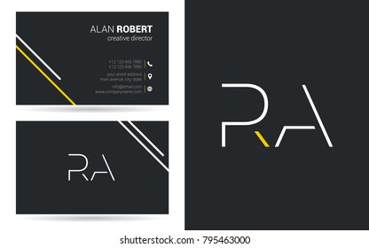 R & A joint logo stroke letter design with business card template