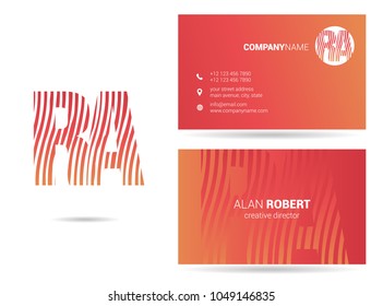 R & A joint logo waves letter design with business card template