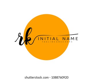 R K Initial handwriting logo vector. Hand lettering for designs.