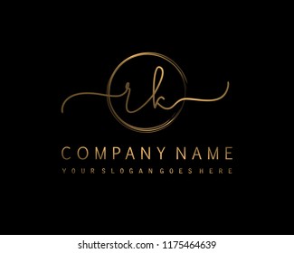 R K Initial Handwriting Logo Vector