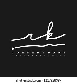 R K Initial handwriting logo vector