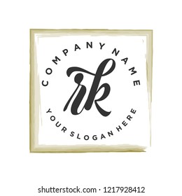 R K Initial handwriting logo vector