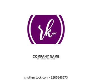 R K Initial Handwriting Logo Template Vector