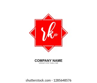 R K Initial Handwriting Logo Template Vector