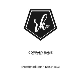 R K Initial Handwriting Logo Template Vector