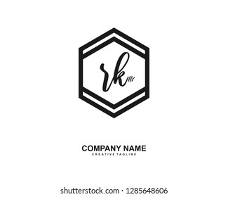 R K Initial Handwriting Logo Template Vector