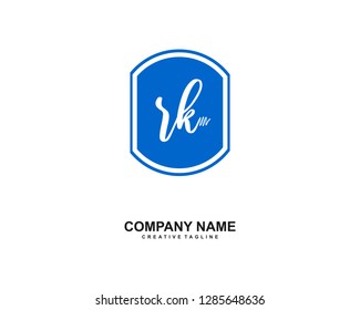 R K Initial Handwriting Logo Template Vector