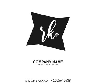 R K Initial Handwriting Logo Template Vector