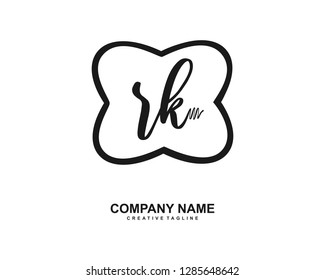 R K Initial Handwriting Logo Template Vector
