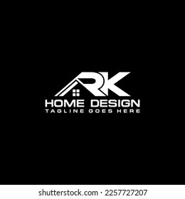 R K diseño de vectores de logotipo inicial de vivienda o inmobiliario versiones en blanco y negro