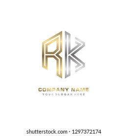 R K initial letter, modern logo design template vector