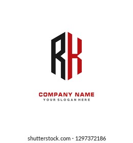 R K initial letter, modern logo design template vector