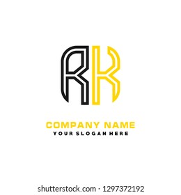 R K initial letter, modern logo design template vector