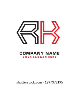 R K initial letter, modern logo design template vector