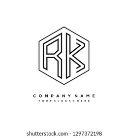 R K initial letter, modern logo design template vector
