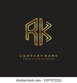 R K initial letter, modern logo design template vector