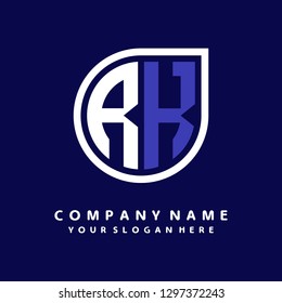 R K initial letter, modern logo design template vector