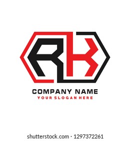 R K initial letter, modern logo design template vector