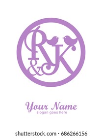 R K initial wedding decorative logo template