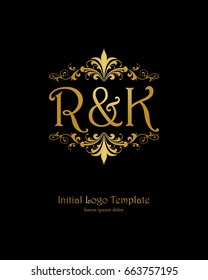 R & K initial wedding logo template vector
