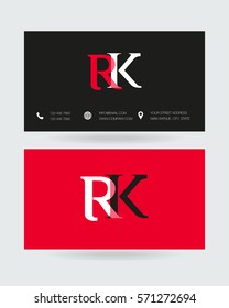 R & K Letter logo design vector element with Business card