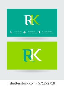 R & K Letter logo design vector element with Business card