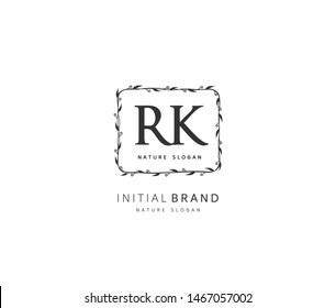 R K RK Beauty vector initial logo, handwriting logo of initial signature, wedding, fashion, jewerly, boutique, floral and botanical with creative template for any company or business.