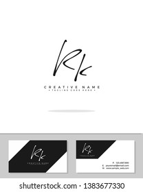 R K RK initial handwriting logo template vector.  signature logo concept