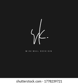 R K RK Initial handwriting or handwritten logo for identity. Logo with signature and hand drawn style.
