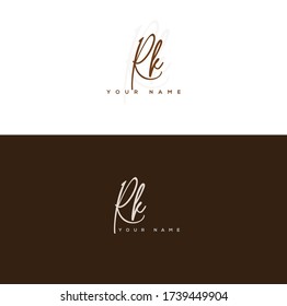 R K RK Initial letter handwriting and signature logo.	