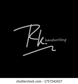 R k Rk Initial Logo Handschrift Vorlage Vektor. isolierter schwarzer Hintergrund