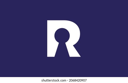 R key Logo. Letter R with keyhole . unique logo design. simple and modern , vector illustration