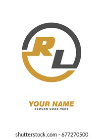 R L initial circle logo template vector