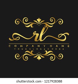 R L Initial handwriting logo vector