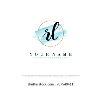 R L Initial water color logo template vector