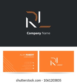 R & L joint logo stroke letter design with business card template