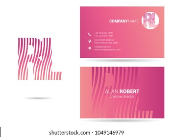 R & L joint logo waves letter design with business card template