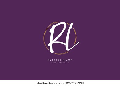 R L RL Escritura manuscrita inicial o logotipo manuscrito para la identidad. Logo con firma y estilo dibujado a mano.